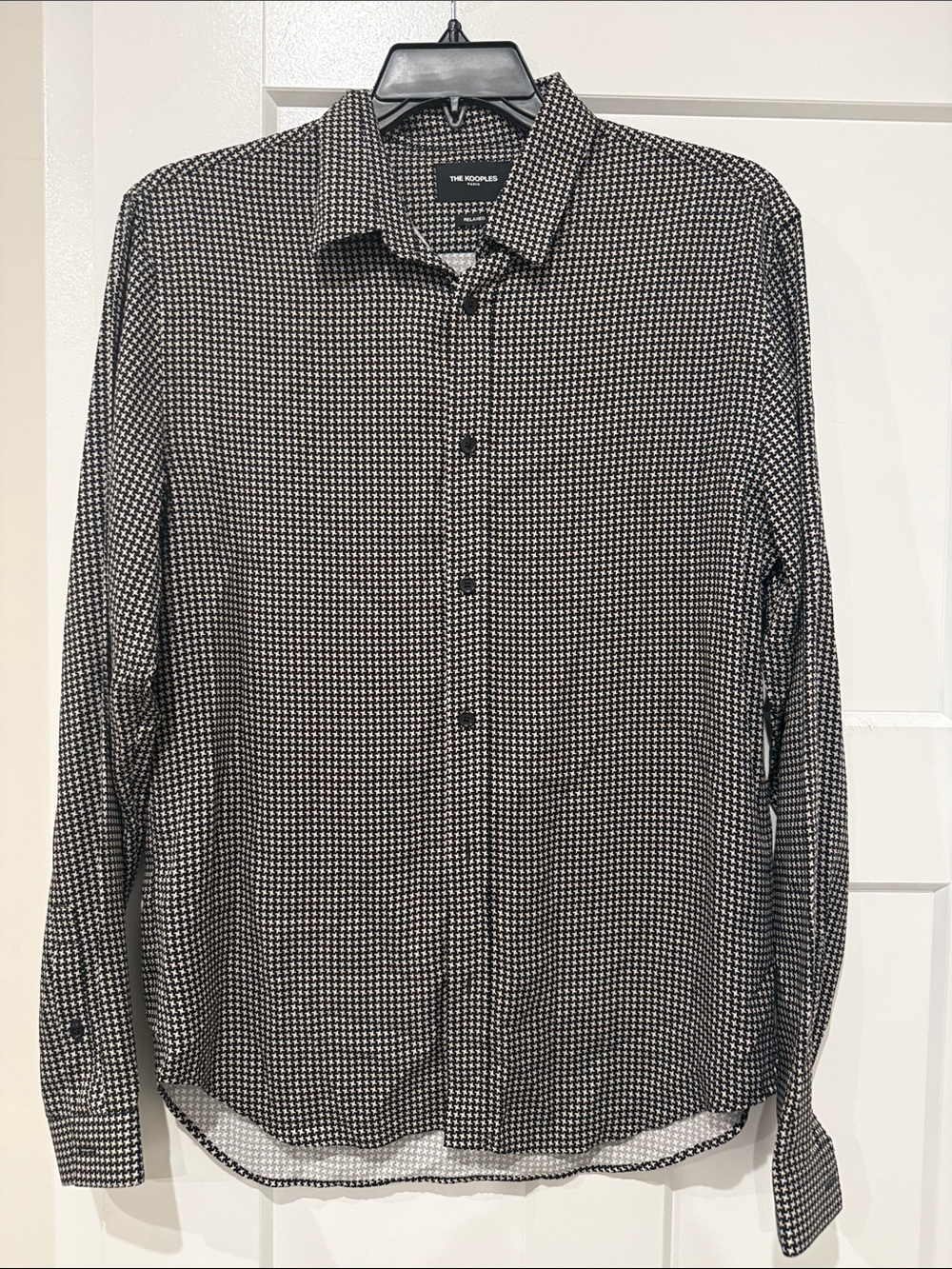 The Kooples Black and White Micro-Pattern Long Sleeve Shirt